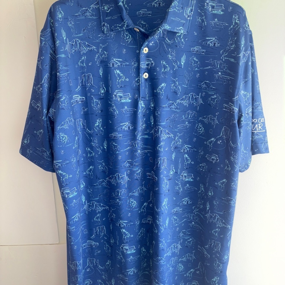 NWOT Peter Millar Outlaw Summer Comfort Performance Polo Western Rare Print L